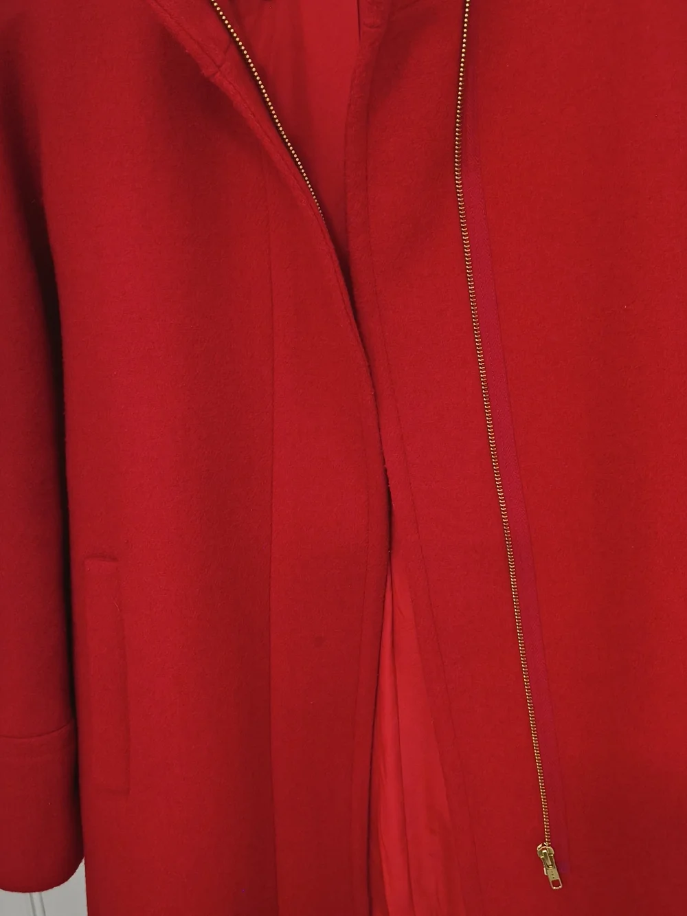 J. Crew Red Wool-Blend Stand Collar Pea Coat - Picture 6 of 9